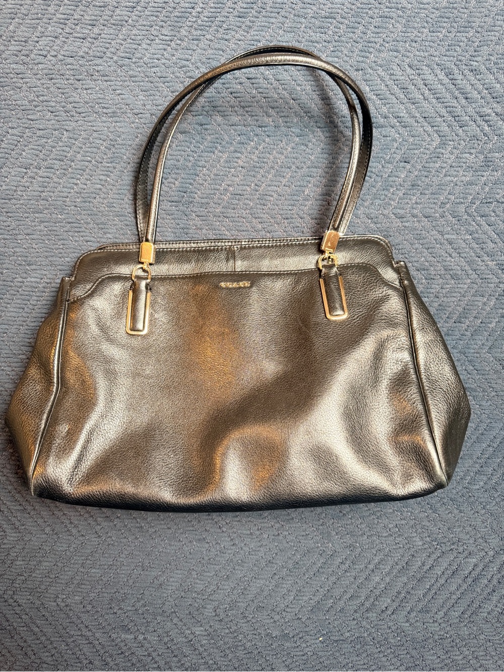Authentic Coach Madison Kimberly Carryall Bag in Metallic Bronze/Pewter Leather